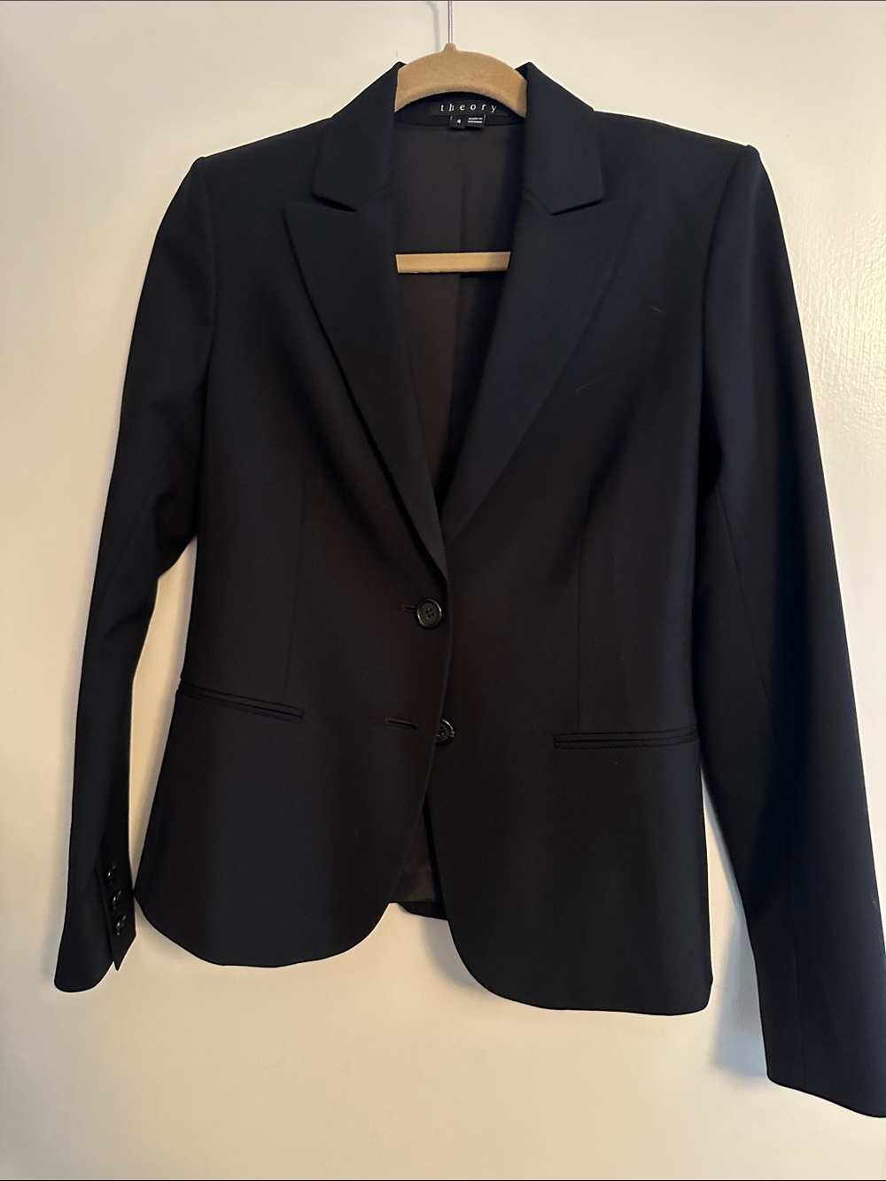 Theory Black Classic Two-Button Blazer
